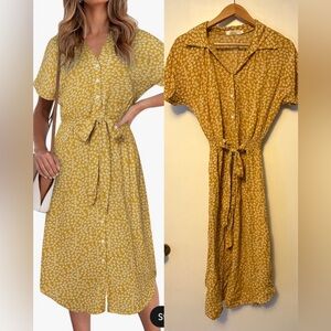 Floral Yellow Button-Up Dress